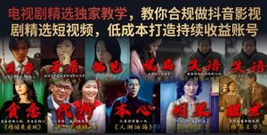 电视剧精选独家教学,教你合规做抖音影视剧精选短视频,低成本打造持续收益账号-副业资源站