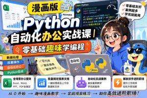 漫画版Python自动化办公实战课｜零基础趣味学编程，全场景办公提效、批量搞定报表文档、解放双手进阶职场-副业资源站