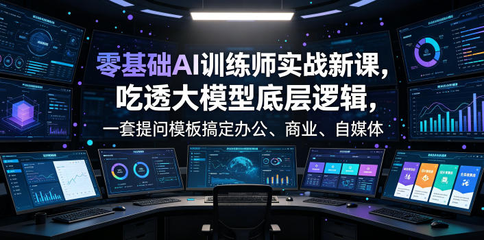 零基础AI训练师实战课，吃透大模型底层逻辑，一套提问模板搞定办公、商业、自媒体、设计、生活全场景AI落地应用-副业资源站