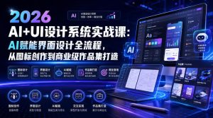 2026 AI+UI设计系统实战课：AI赋能界面设计全流程，从图标创作到商业级作品集打造-副业资源站