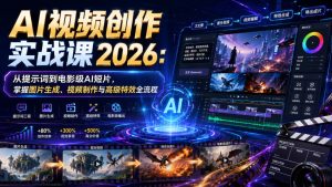 AI视频创作实战课2026：从提示词到电影级AI短片，掌握图片生成、视频制作与高级特效全流程-副业资源站