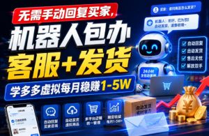 无需手动回复买家，机器人包办客服+发货，学多多虚拟每月稳賺1-5W【揭秘】-副业资源站