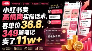 小红书卖高情商实操话术，客单价36.8，349篇笔记卖了11w+！-副业资源站
