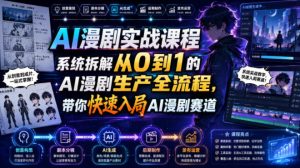 AI漫剧实战课程,系统拆解从0到1的AI漫剧生产全流程,带你快速入局AI漫剧赛道-副业资源站