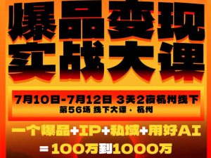 爆品变现实战大课,从爆品,到流量,到成交,一个爆品+IP+私域+用好AI=100W到1000W(7月10-12日)-副业资源站