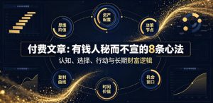 付费文章:有钱人秘而不宣的8条心法-副业资源站