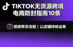TIKTOK无货源跨境电商防封指南10条➕视频带货流程让自己的店铺持续出单【文档】-副业资源站