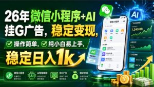 26年微信小程序+AI挂G广告，稳定变现，操作简单，纯小白易上手，稳定日入1k【揭秘】-副业资源站