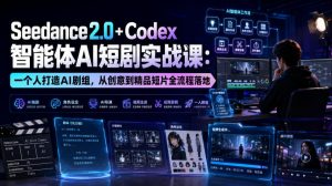 Seedance2.0+Codex智能体AI短剧实战课：一个人打造AI剧组，从创意到精品短片全流程-副业资源站