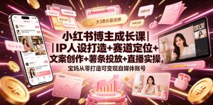 小红书博主成长课|IP人设打造+赛道定位+文案创作+薯条投放+直播实操,宝妈从零打造可变现自媒体账号-副业资源站