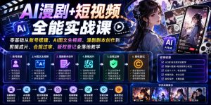 AI漫剧+短视频全能实战课｜零基础从账号搭建、AI图文生视频、漫剧剧本创作到剪辑成片、合规过审、版权登记全落地教学-副业资源站