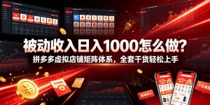 被动收入日入1000怎么做？拼多多虚拟店铺矩阵体系，全套干货轻松上手【揭秘】-副业资源站