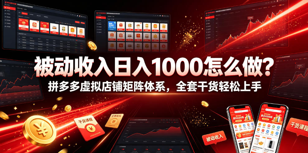 被动收入日入1000怎么做？拼多多虚拟店铺矩阵体系，全套干货轻松上手【揭秘】-副业资源站