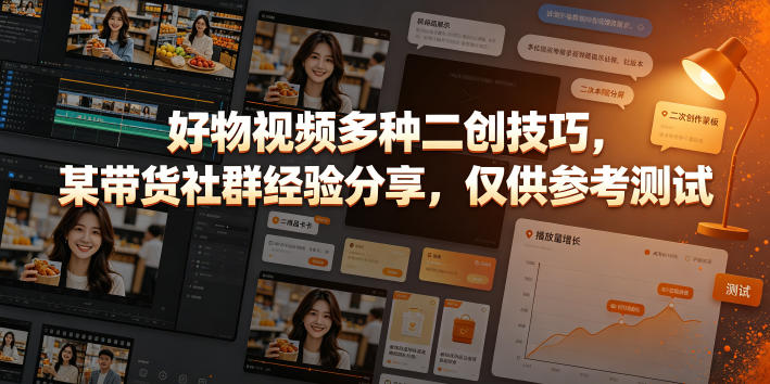 好物视频多种二创技巧，某带货社群经验分享，仅供参考测试-副业资源站