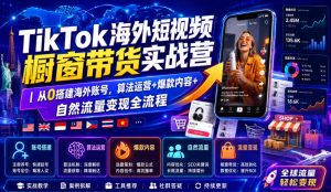 TikTok海外短视频橱窗带货实战营｜从0搭建海外账号，算法运营+爆款内容+自然流量变现全流程-副业资源站