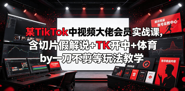 某TikTok中视频大佬会员实战课，含切片假解说+TK开中+体育by一刀不剪等玩法教学-副业资源站
