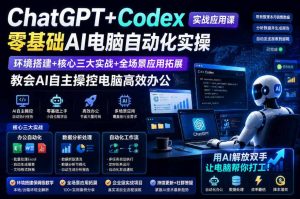 ChatGPT+Codex实战应用课｜零基础AI电脑自动化实操，环境搭建+核心三大实战+全场景应用拓展，教会AI自主操控电脑高效办公-副业资源站
