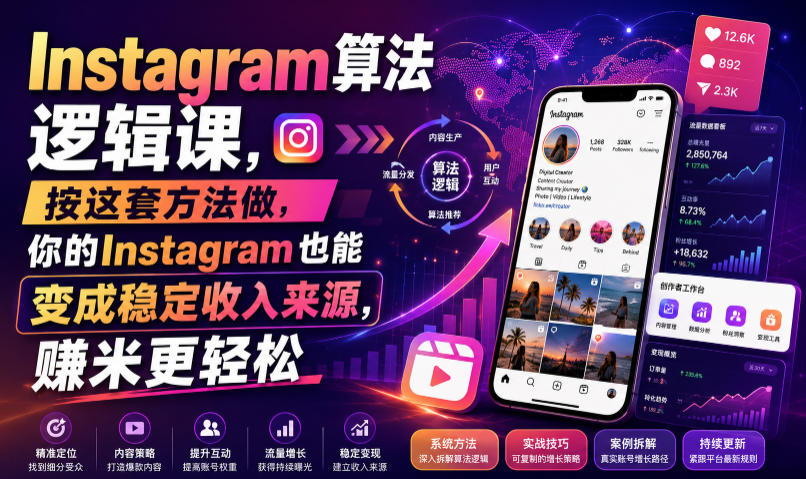 Instagram算法逻辑课，按这套方法做，你的Instagram也能变成稳定收入来源，賺米更轻松【原创双语字幕】-副业资源站