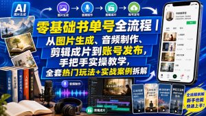 零基础书单号全流程｜从图片生成、音频制作、剪辑成片到账号发布，手把手实操教学，全套热门玩法+实战案例拆解-副业资源站