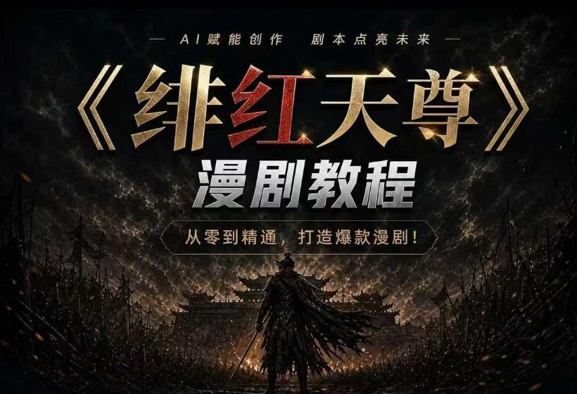 绯红天尊AI漫剧系统教程｜从零入门到精通，工具运用+剧本创作+爆款逻辑+提示词素材+镜头剪辑，全套爆款漫剧落地实战课-副业资源站