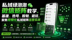 私域绿泡泡微信矩阵教学，基建、热号、脱敏、避坑，聚焦规模化私域矩阵运营实战-副业资源站