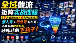 全域截流矩阵实战课程｜7大截流玩法+6大平台落地，素人号+行业号双布局，不要脸的截流打粉，咔咔咔的下钩子！-副业资源站