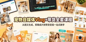 宠物自媒体Vlog+带货全套课程｜从图文生成、剪辑成片到带货变现一站式教学-副业资源站