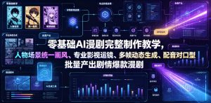 零基础AI漫剧完整制作教学,人物场景统一画风、专业影视运镜、多帧动态生成、配音对口型,批量产出剧情爆款漫剧-副业资源站