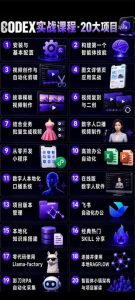 Codex智能体实战全能课｜0基础从搭建技能到自动化落地，视频剪辑-办公-知识库-数字人全场景变现教程-副业资源站