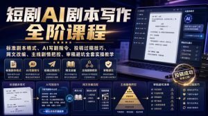 短剧AI剧本写作全阶课程｜标准剧本格式、AI写剧指令、投稿过稿技巧、网文改编、主线剧情把控、审稿避坑全套实操教学-副业资源站