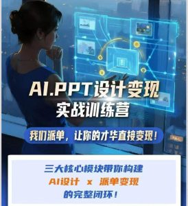 AI+PPT设计变现实战训练营，我们派单，让你的才华直接变现，三大核心模块带你构建Al设计x派单变现的完整闭环-副业资源站