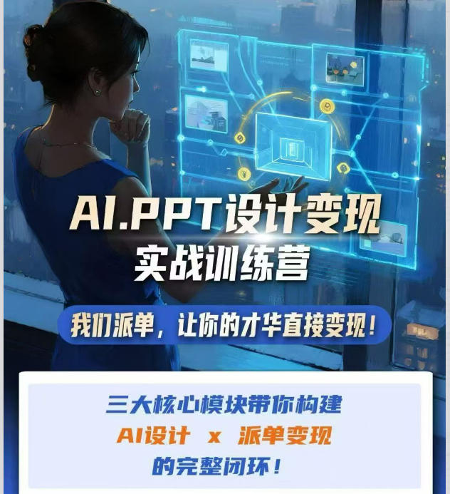 AI+PPT设计变现实战训练营，我们派单，让你的才华直接变现，三大核心模块带你构建Al设计x派单变现的完整闭环-副业资源站