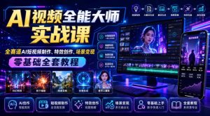 AI视频全能大师实战课｜全赛道AI短视频制作、特效创作、场景变现零基础全套教程-副业资源站