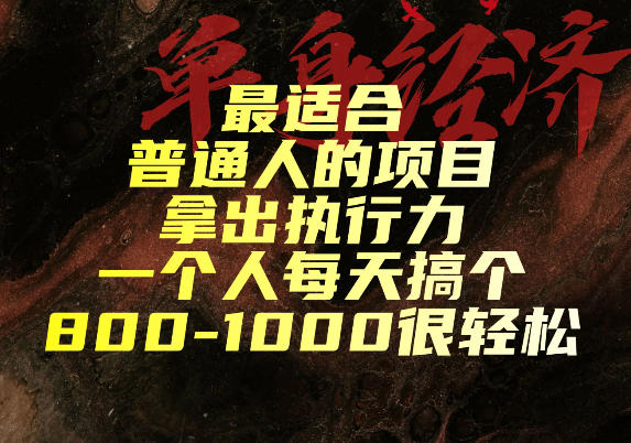 最适合普通人的项目，拿出执行力一个人每天搞个800-1k很轻松【揭秘】-副业资源站