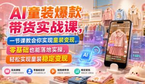 AI童装爆款带货实战课，一节课教会你实现童装变现，零基础也能落地实操-副业资源站