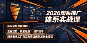 2026淘系推广体系实战课｜新品底层流量机制、选品定位、搜索起量、投产控本、新店老店工厂商家分赛道爆款复制全流程（更新）-副业资源站