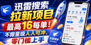 迅雷搜索拉新项目，最高16每单！不限量级人人可冲，零门槛上手（更新0731）-副业资源站