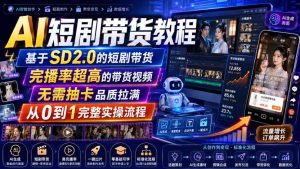 AI短剧带货教程，基于SD2.0的短剧带货，完播率超高的带货视频，无需抽卡品质拉满，从0到1完整实操流程-副业资源站