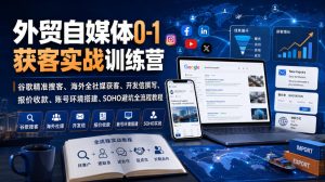 外贸自媒体0-1获客实战训练营｜谷歌精准搜客、海外全社媒获客、开发信撰写、报价收款、账号环境搭建、SOHO避坑全流程教程（更新）-副业资源站