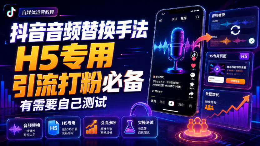 抖音音频替换手法H5专用，引流打粉必备，有需要自己测试-副业资源站
