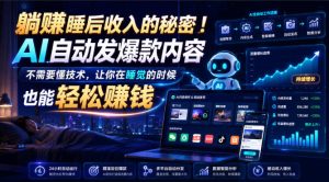 躺賺睡后收入的秘密！AI自动发爆款内容，不需要懂技术，让你在睡觉的时候也能轻松賺钱【原创双语字幕】-副业资源站