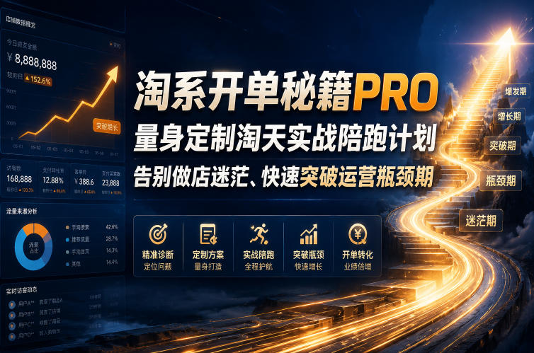 淘系开单秘籍PRO，量身定制淘天实战陪跑计划，告别做店迷茫、快速突破运营瓶颈期（更新260823）-副业资源站
