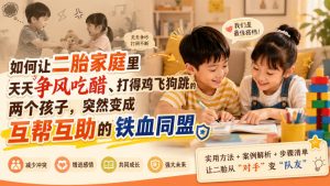 付费文章：如何让二胎家庭里天天争风吃醋、打得鸡飞狗跳的两个孩子，突然变成互帮互助的铁血同盟？-副业资源站