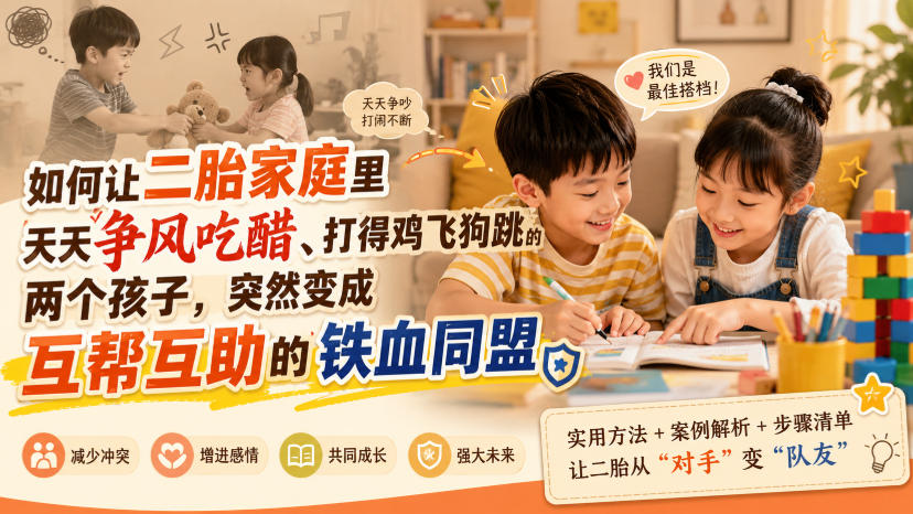 付费文章：如何让二胎家庭里天天争风吃醋、打得鸡飞狗跳的两个孩子，突然变成互帮互助的铁血同盟？-副业资源站