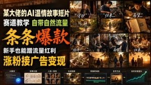 某大佬的AI温情故事短片赛道教学，自带自然流量，条条爆款，新手也能蹭流量红利，涨粉接广告变现-副业资源站