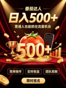 番茄达人日入500+？普通人也能参与？做番茄达人真的可行？零门槛番茄推文，新手也能上手做达人【揭秘】-副业资源站