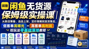 闲鱼无货源保姆级实操课|从新店筹备、选品上架、定价策略到发货售后,低客单高曝光+高客单高利润双玩法零基础落地教程-副业资源站