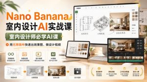Nano Banana室内设计AI实战课，室内设计师必学AI课，用无限画布快速出效果图、做设计视频-副业资源站