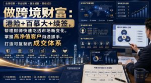 做跨境财富：港险+百慕大+续签，帮理财师快速吃透市场新变化，掌握高净值客户沟通抓手，打造可复制的成交体系-副业资源站