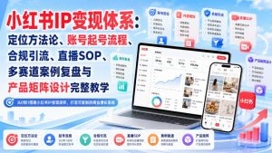 小红书IP变现体系：定位方法论、账号起号流程、合规引流、直播SOP、多赛道案例复盘与产品矩阵设计完整教学-副业资源站